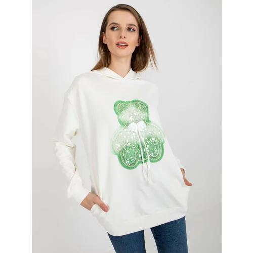 Fashion Hunters Ecru oversized sweatshirt with teddy bear and appliqué