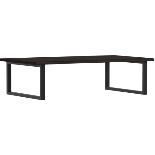  Zidna polica za umivaonik od čelika i masivne hrastovine Smeđa 100 x 60 x 2 cm Slike
