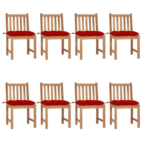  Vrtne stolice s jastucima 8 kom od masivne tikovine Slike