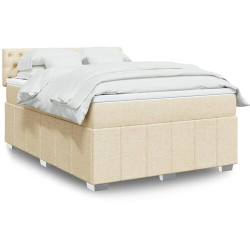 vidaXL Box spring postelja z vzmetnico krem 140x190 cm blago Cene