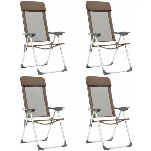  Sklopive stolice za kampiranje 4 kom smeđe aluminijske