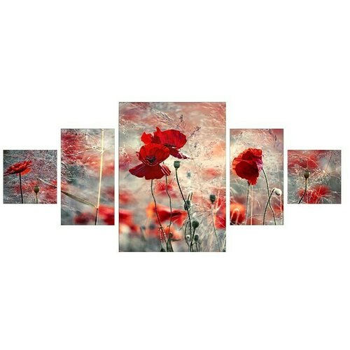 ProArt Young Living Slika na platnu 5-delna (Mak, &Scaron; x V: 150 x 70 cm, 5 -del.) Cene