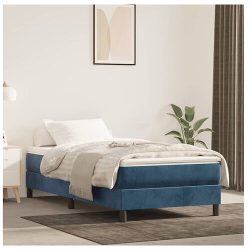  Box spring postelja z vzmetnico temno modra 90x200 cm žamet Cene