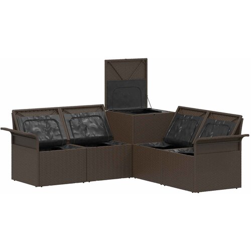  Set sofe 5 kom. Smeđa i krem bijela Poli Rattan i čelik Slike