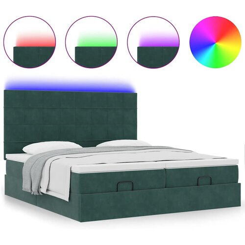 VidaXL Okvir kreveta s madracima tamnozeleni 200x200cm bar&amp;scaron;unasti Slike