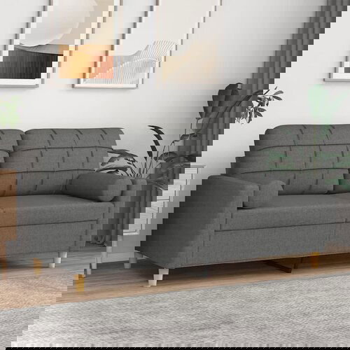 VidaXL Kavč dvosed z blazinami temno siv 140 cm blago Slike
