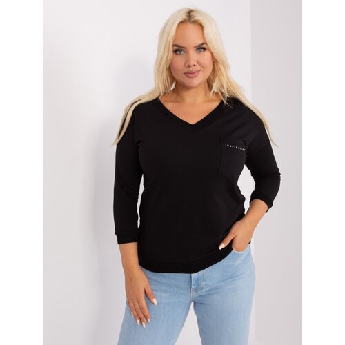 Fashion Hunters Black cotton blouse of larger size Slike