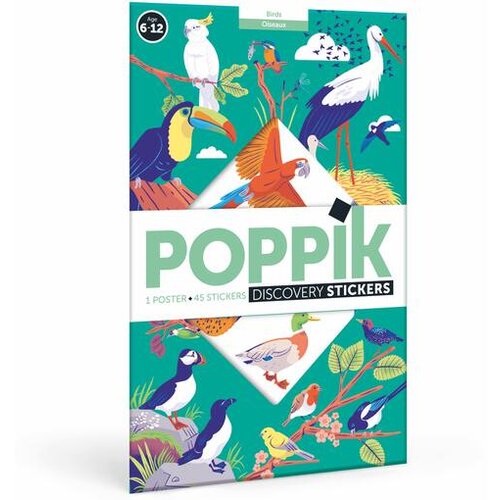 Poppik Edukativni poster s nalepnicama Otkrića Ptice 6-12 Slike