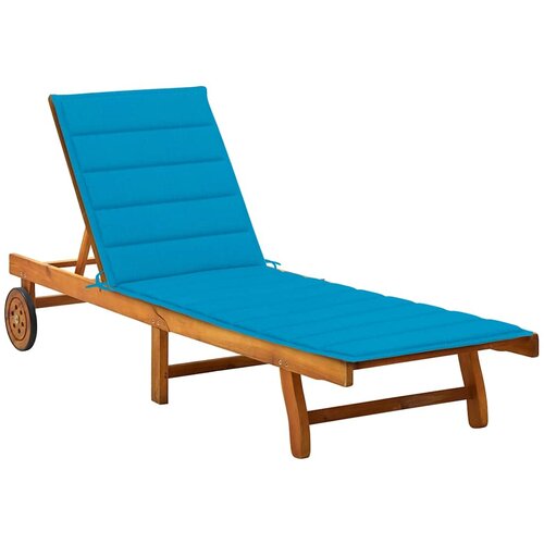 Vrtna ležaljka za sunčanje s jastukom masivno bagremovo drvo Plava 200 x 63 x 85 cm Slike