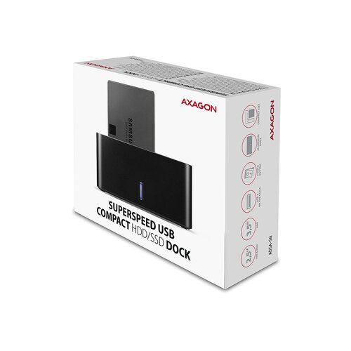 Axagon ADSA-SN docking station, USB 3.0, 1x 2.5&amp;amp;quot,/3.5&amp;amp;quot, SSD/HDD, SATA 6, crna AXAGON ADSA-SN priključna stanica tvrdog diska Slike