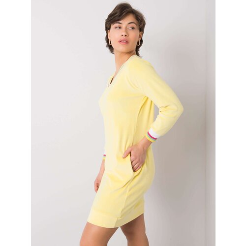Fashion Hunters RUE PARIS Yellow velor dress Cene
