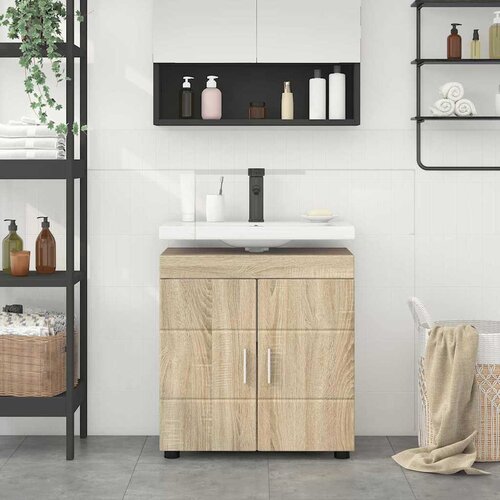 VidaXL Ormarić za umivaonik s pohranom sonoma hrast 60 x 34 x 63 cm Slike