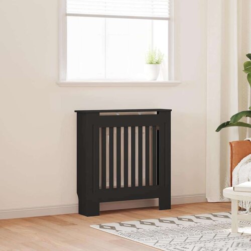 VidaXL Pokrov radiatorja 2 pcs Črna 78x19x81.5cm Konstruiran les Slike
