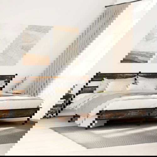 VidaXL Metalni okvir kreveta bez madraca boja hrasta 180x200 cm Slike