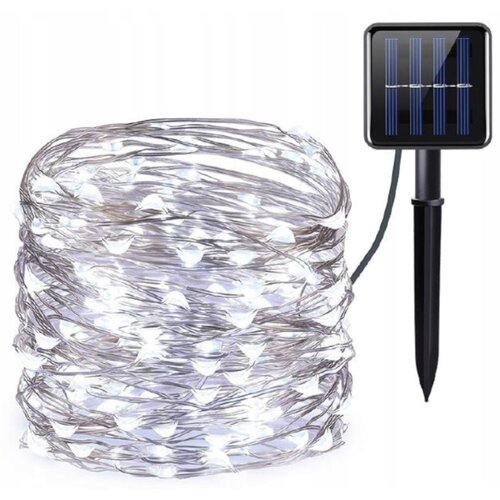 Ltc solarni led niz 100 led 10m IP65 600 mah s senzorjem svetlobe hladno bela Cene