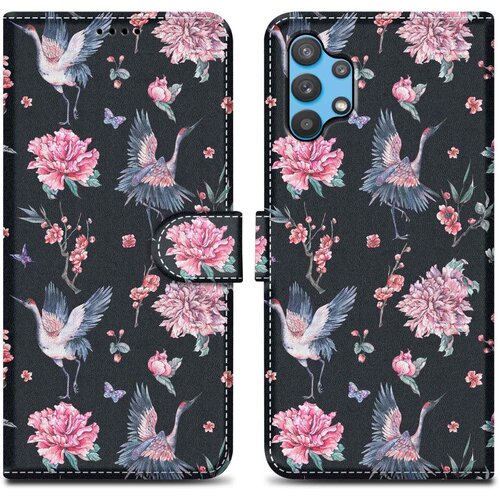  Ohi&scaron;je, združljiv s Samsungom - Design Crane & Flowers &scaron;t. 9 - Za&scaron;čitni pokrov z magnetnim zapiranjem, funkcijo stojala in režo za kartico, (20695037) Cene