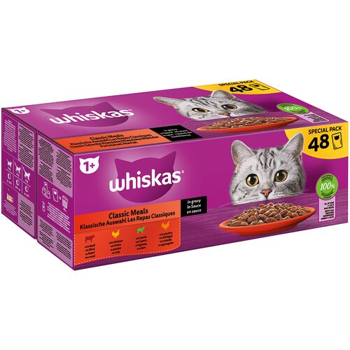 MEGA pakiranje Whiskas 1+ Adult vrečke 48 x 85 g - Klasični izbor v omaki Cijene