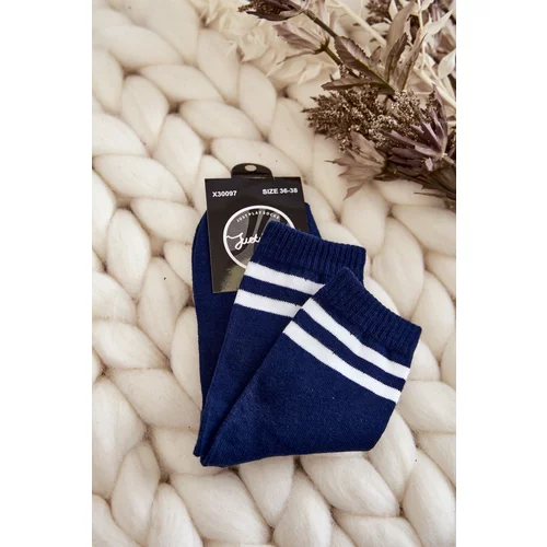 Kesi Women's Cotton Sports Socks With Stripes Navy blue