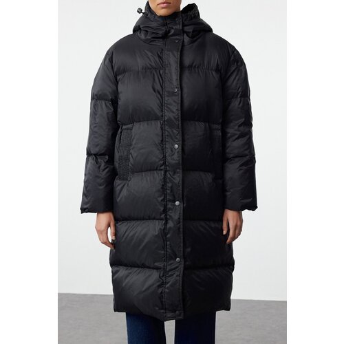 Trendyol Black Oversize Goose Down Water Repellent Long Puffer Jacket Slike
