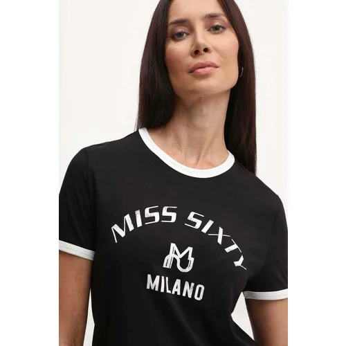 Miss Sixty Majica iz mešanice svile SJ3540 S/S T-SHIRT črna barva, 6L2SJ3540000