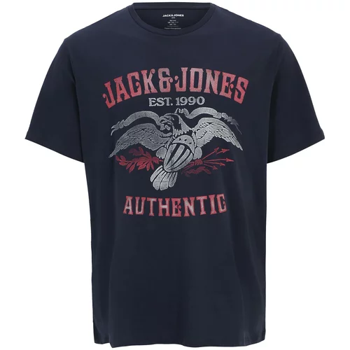 Jack & Jones Plus Majica 'FONNE' marine / siva / svetlo siva / melona