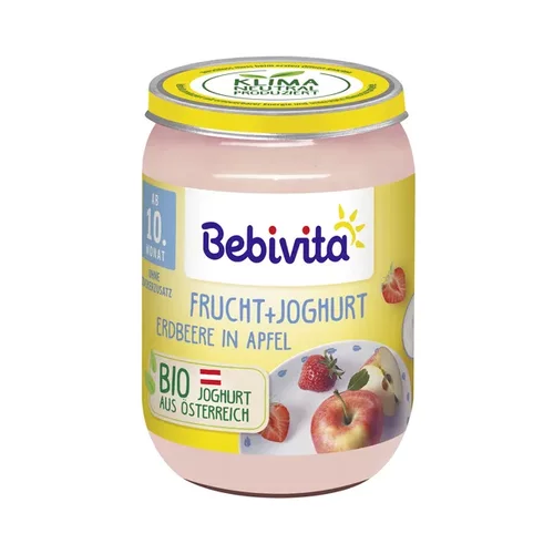 Bebivita Bio otroška hrana - sadje-jogurt-jagoda-jabolko