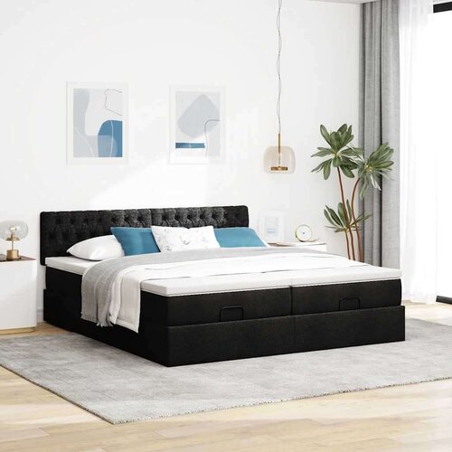 VidaXL otomanski okvir kreveta s madracima crni 200x200cm od tkanine Slike