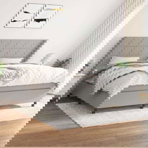  Box spring postelja z vzmetnico svetlo siva 160x200 cm žamet, (20846776) Slike