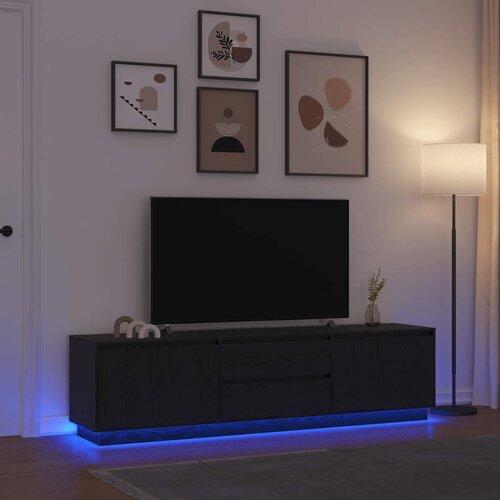 TV ormarić s LED svjetlima crni hrast 193,5x41x50 cm Cene