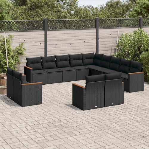 vidaXL 13-dijelni set vrtnih sofa s jastucima poliratan crni Cijene
