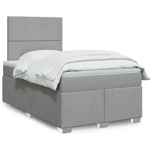 vidaXL Boxspring postelja z vzmetnico svetlo siva 120x190 cm blago