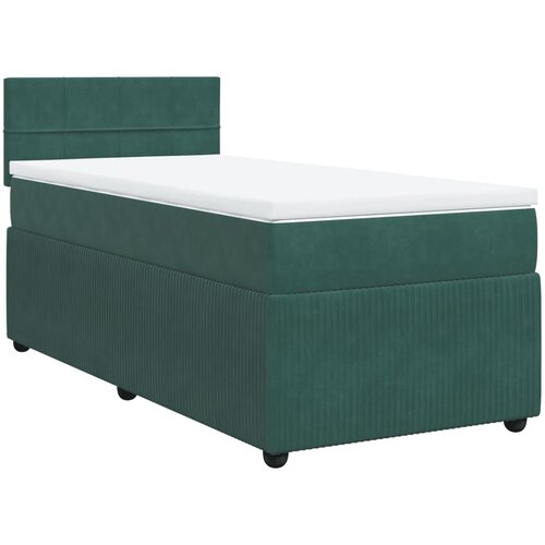 vidaXL Box spring postelja z vzmetnico temno zelena 90x200 cm žamet, (21321633) Cene