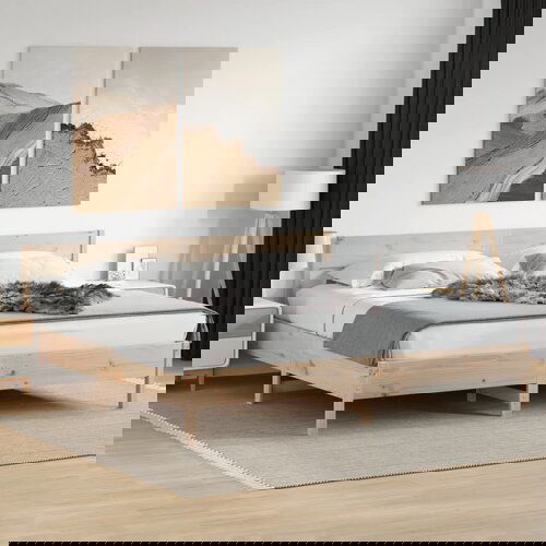  The Living Store Posteljni okvir brez vzmetnice 180x200 cm trdna borovina - Posteljni Okvir, (21497936) Slike