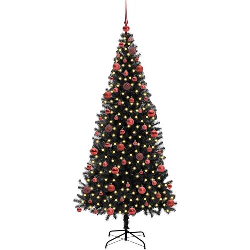 VidaXL Božićno drvce s 300 LED svjetlima s stalakom Crna 180 cm PVC Slike