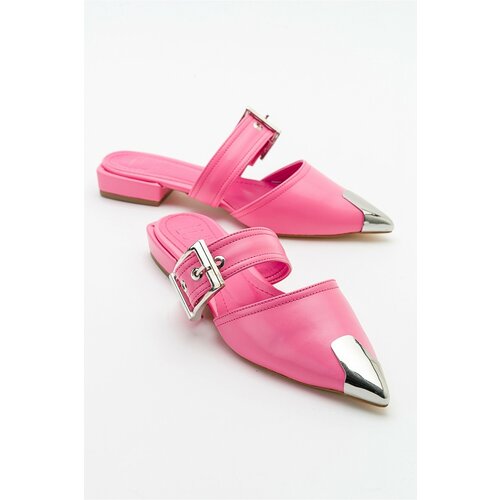 LuviShoes Jenni Pink Buckle Women's Slippers Slike