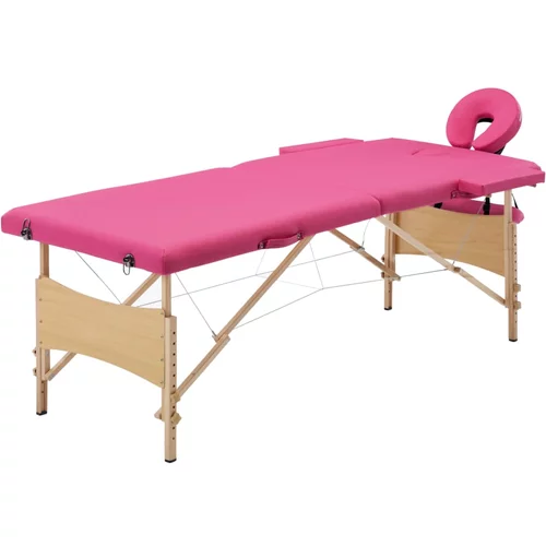 vidaXL Zložljiva masažna miza 2-conska les roza