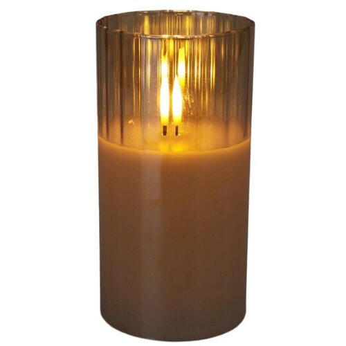  Novogodišnja LED sveća u staklu 15cm, amber Cene