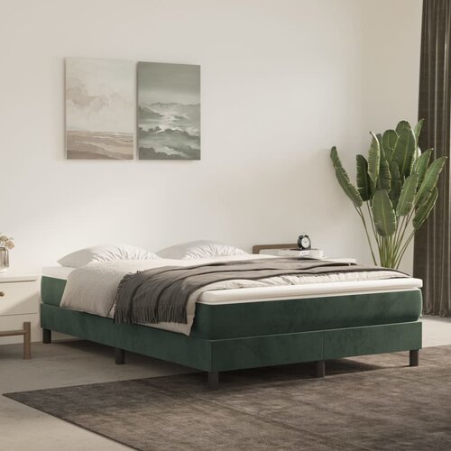 VidaXL Box spring posteljni okvir temno zelen 140x200 cm žamet Slike