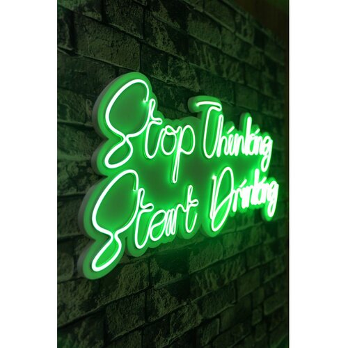 Wallity Zidna LED dekoracija Stop Thinking Start Drinking, 375 cm, IP67, 12V, 570 lm, Zelena Slike