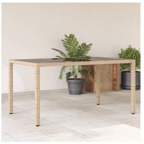 vidaXL Vrtna miza s stekleno ploščo bež 150x90x75 cm poli ratan Cene