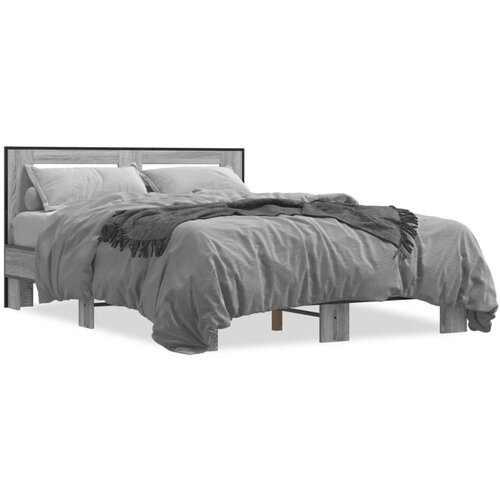  Okvir kreveta boja hrasta 135x190cm konstruirano drvo i metal Slike