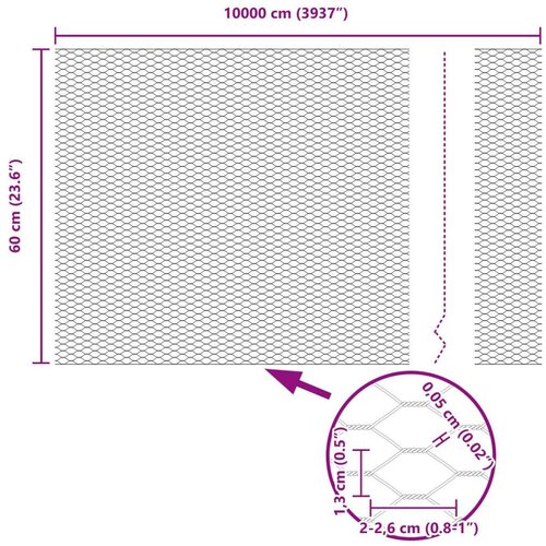 VidaXL Heksagonalna Ograda Pocinčani Čelik 10000 x 0.05 x 60 cm Izdržljivo Slike
