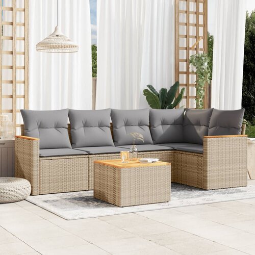  6-dijelni set vrtnih sofa s jastucima bež od poliratana Slike