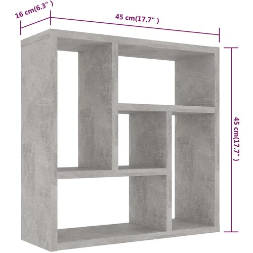  Zidna polica siva boja betona 45,1x16x45,1 cm konstruirano drvo Slike
