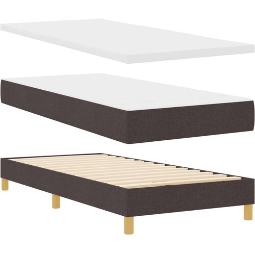 Box Spring krevet s madracem tamnosmeđi 100x200 cm tkanina Slike