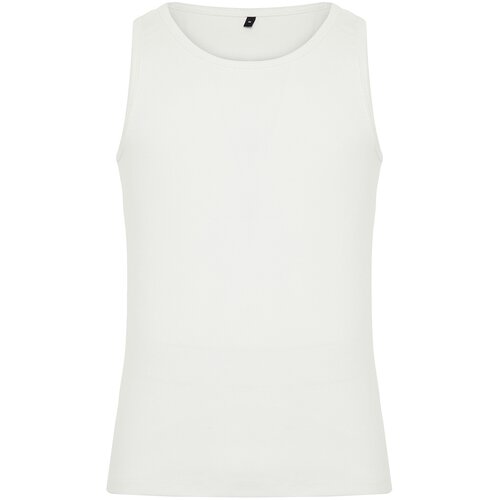 Trendyol White Men's Slim/Slim Cut Corded Basic Sleeveless T-Shirt/Singlet Cene