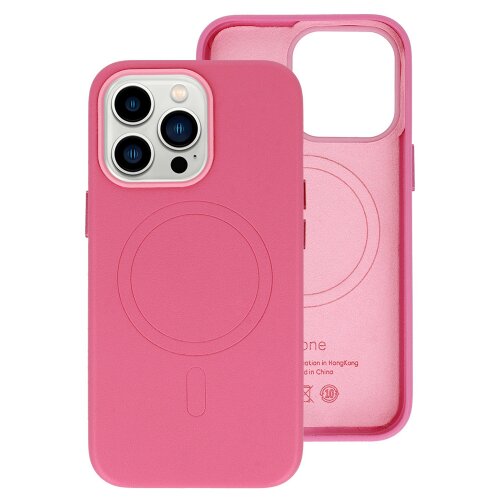 Onasi usnjen silikonski ovitek MagSafe za iPhone 14 Pro - pink Slike