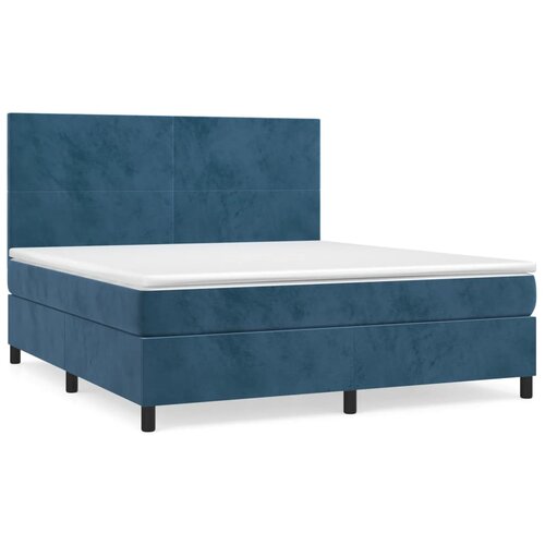 VidaXL Box spring postelja z vzmetnico temno modra 180x200 cm žamet, (20900490) Slike
