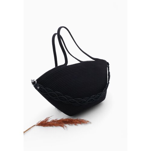 Marjin Women's Handmade Knitted Shoulder Bag Merde Black Slike