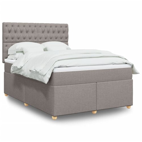 vidaXL Box spring postelja z vzmetnico taupe 160x200 cm blago Cene